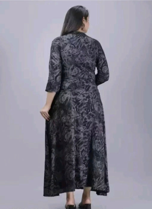 Dark Grey Anarkali single kurti
