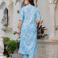 Light Blue Floral Cotton Kurta Set