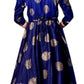 Gold print Anarkali Mor pank Single kurti