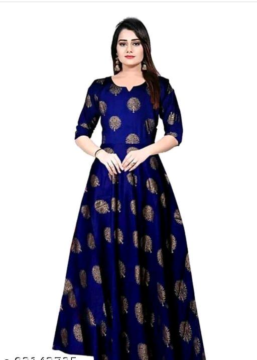 Gold print Anarkali Mor pank Single kurti