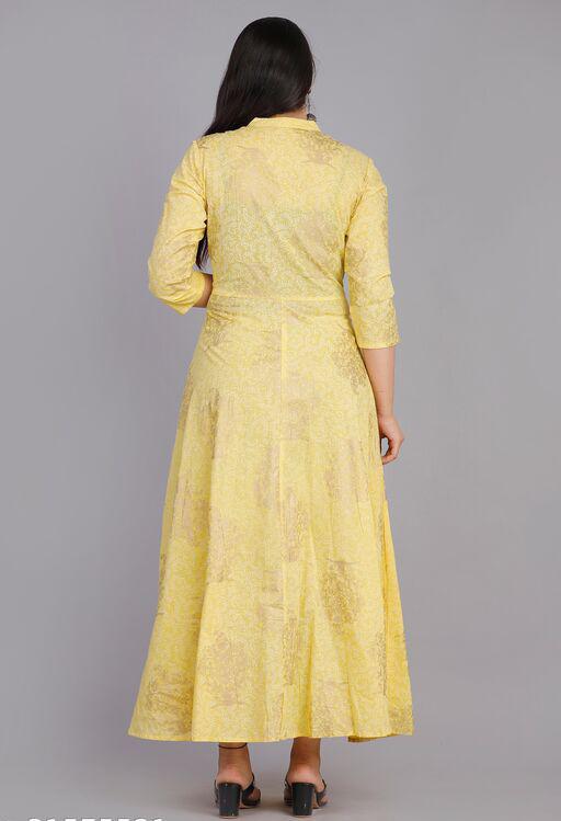 Yellow coler Anarkali kurti