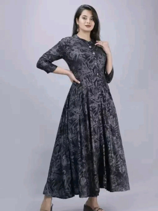 Dark Grey Anarkali single kurti