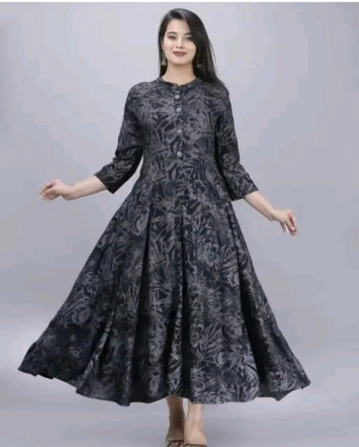 Dark Grey Anarkali single kurti