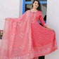 Pink embroidery anarkali kurta set