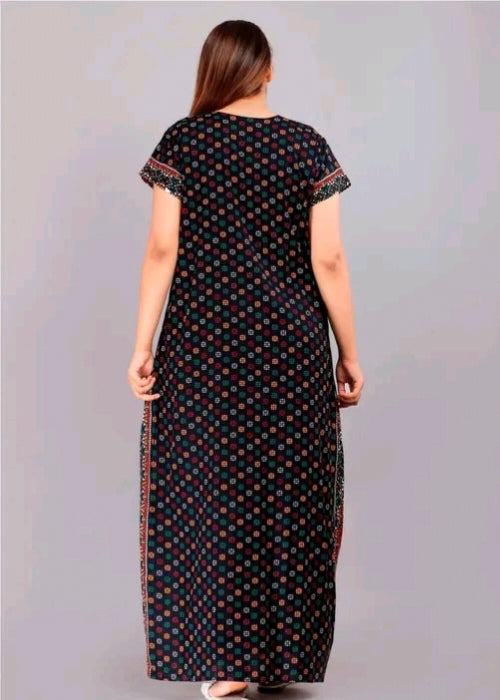 Soft Cotton Zipper Night Maxi Gown for Women