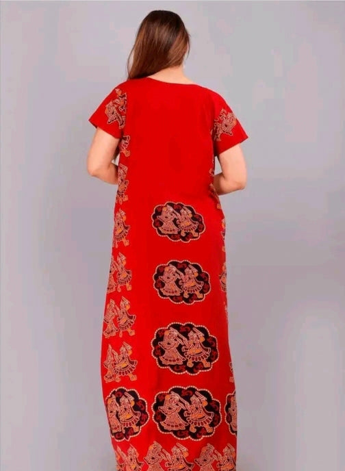 Soft Cotton Zipper Night Maxi Gown for Women