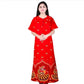 Red Printed Cotton Zipper Maxi Gown for Women