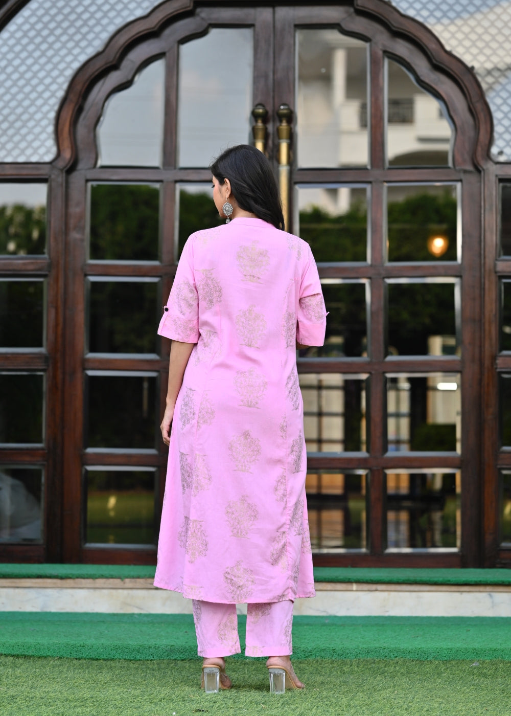 Light Pink Rayon Kurta Set with Pants