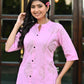 Light Pink Rayon Kurta Set with Pants