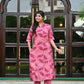 Pink Rayon Kurta Set with Gold Leaf Print & Solid Pants