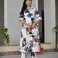 White Multicolor Floral Rayon Kurta Set with Pants