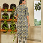 Grey Floral Cotton Kurta Set