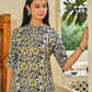 Grey Floral Cotton Kurta Set