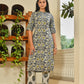Grey Floral Cotton Kurta Set