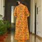 Mustard Floral Cotton Kurta Set