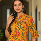 Mustard Floral Cotton Kurta Set