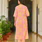 Pink Floral Printed Cotton Kurta Set
