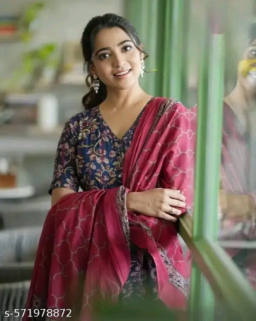 Royal Bloom 3-Piece Anarkali Kurti Set