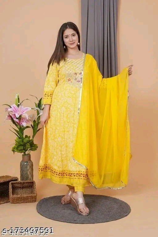 Noor-E-Sunhera Anarkali 3-Piece Set”