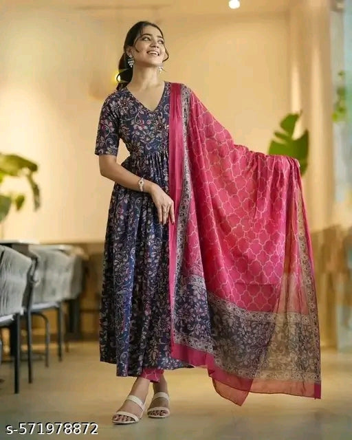 Royal Bloom 3-Piece Anarkali Kurti Set